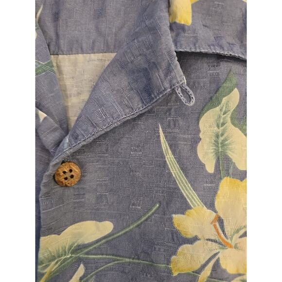 TOMMY BAHAMAS 100% Silk Shirt Men's L Blue Floral Hawaiian Tropical - Picture 7 of 9
